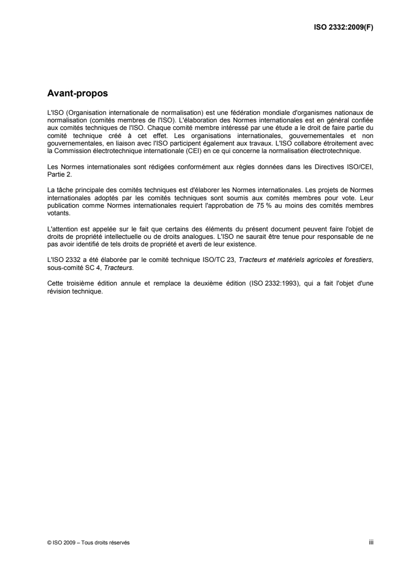 ISO 2332:2009 ISO 2332:2009 - Tracteurs et matériels agricoles — Liaisons des instruments par l'attelage trois points — Zone de dégagement autour de l'instrument/28/2009 - Page 3 preview