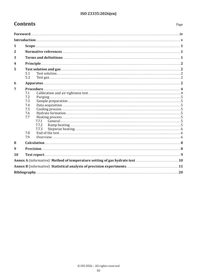 ISO 23335:2026 ISO 23335:2026 - Natural gas — Upstream area — Determination of hydrate equilibrium temperature - Page 3 preview