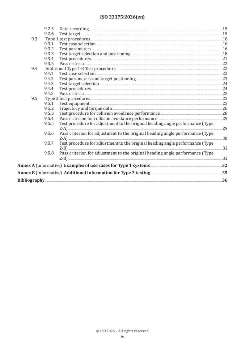 ISO 23375:2026 ISO 23375:2026 - Intelligent transport systems — Collision evasive lateral manoeuvre systems (CELM) — Requirements and test procedures - Page 4 preview