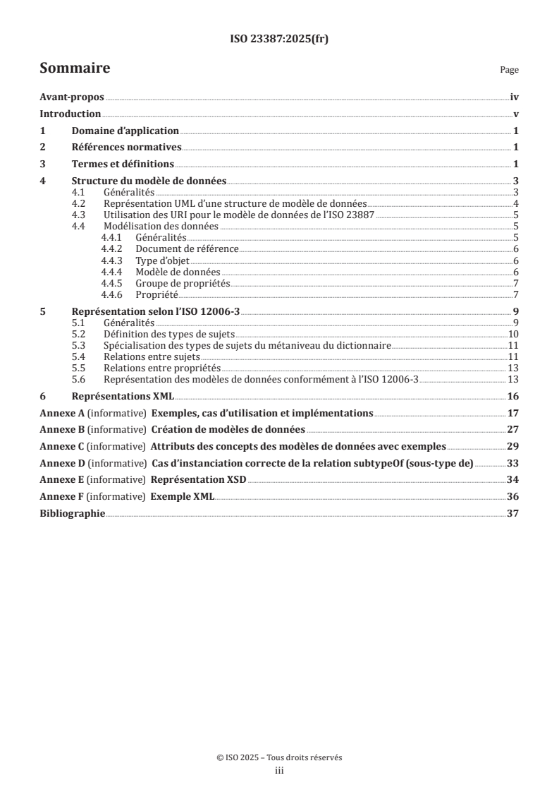 ISO 23387:2025 ISO 23387:2025 - Modélisation des informations de la construction (BIM) — Modèles de données pour les objets utilisés durant le cycle de vie des biens
Released:9/22/2025 - Page 3 preview