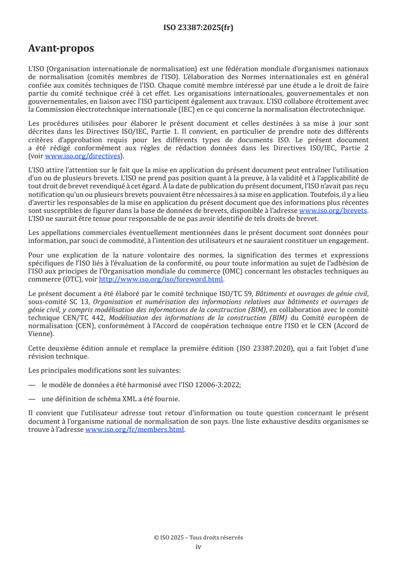 ISO 23387:2025 ISO 23387:2025 - Modélisation des informations de la construction (BIM) — Modèles de données pour les objets utilisés durant le cycle de vie des biens
Released:9/22/2025 - Page 4 preview
