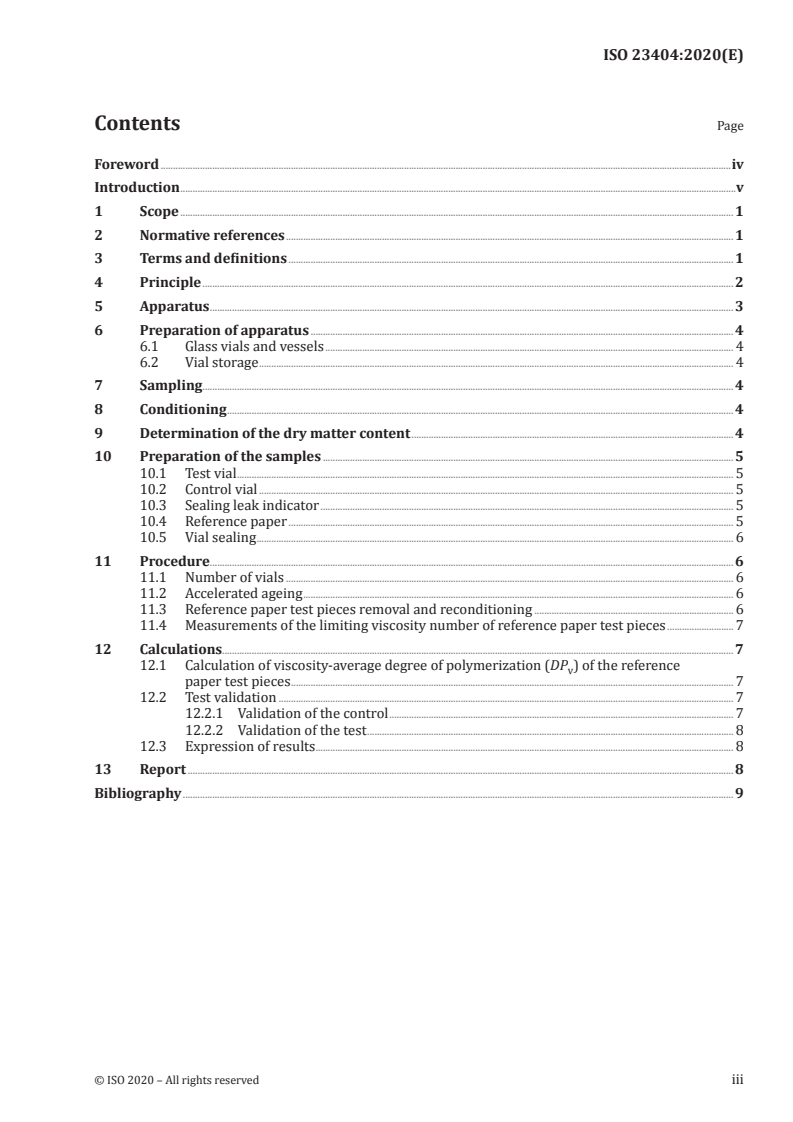 ISO 23404:2020 ISO 23404:2020 - Information and documentation — Papers and boards used for conservation — Measurement of impact of volatiles on cellulose in paper
Released:8/25/2020 - Page 3 preview