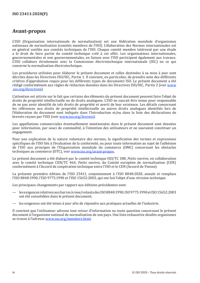 ISO 23411:2020 ISO 23411:2020 - Petits navires — Barres à roues/14/2020 - Page 4 preview
