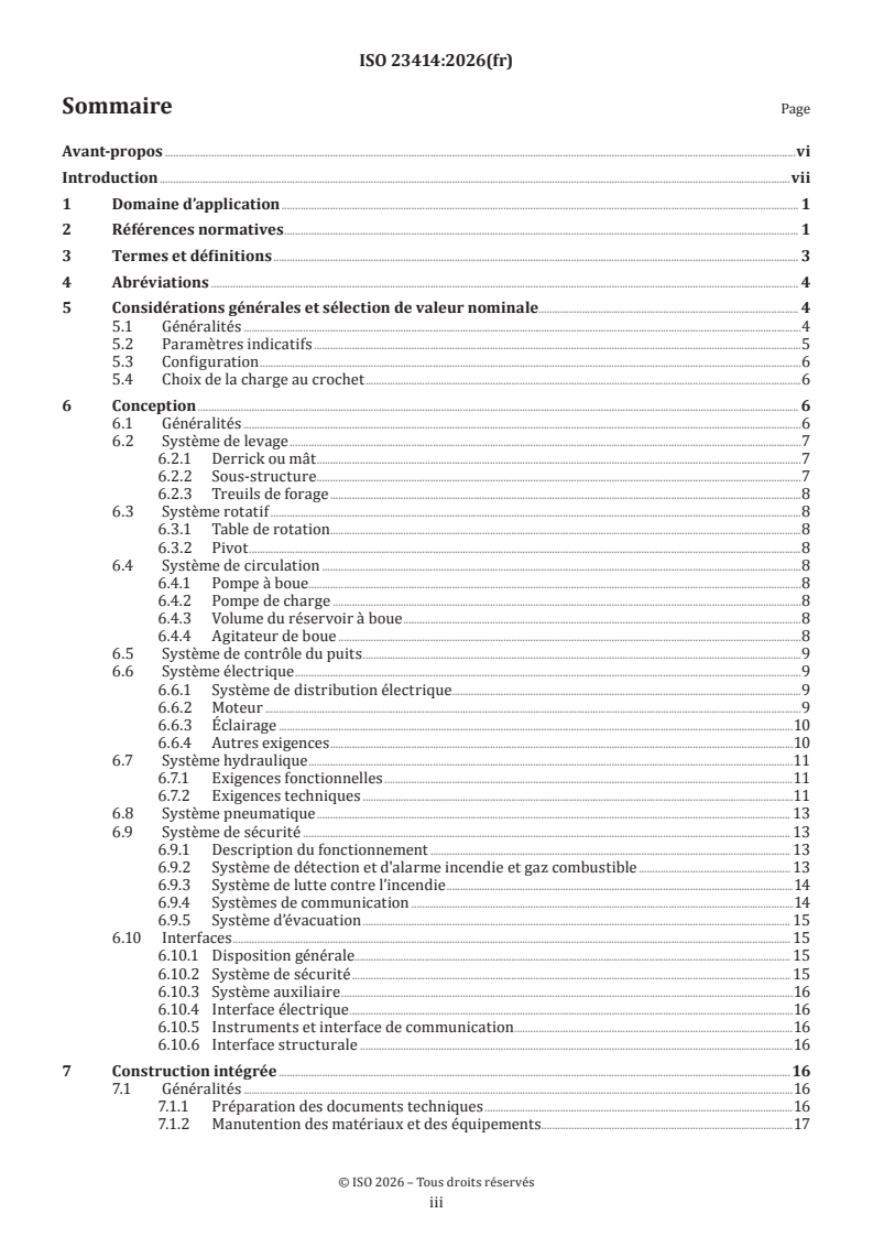 ISO 23414:2026 ISO 23414:2026 - Industries du pétrole et du gaz, y compris les énergies à faible teneur en carbone — Appareils de reconditionnement pour plates-formes fixes en mer - Page 3 preview
