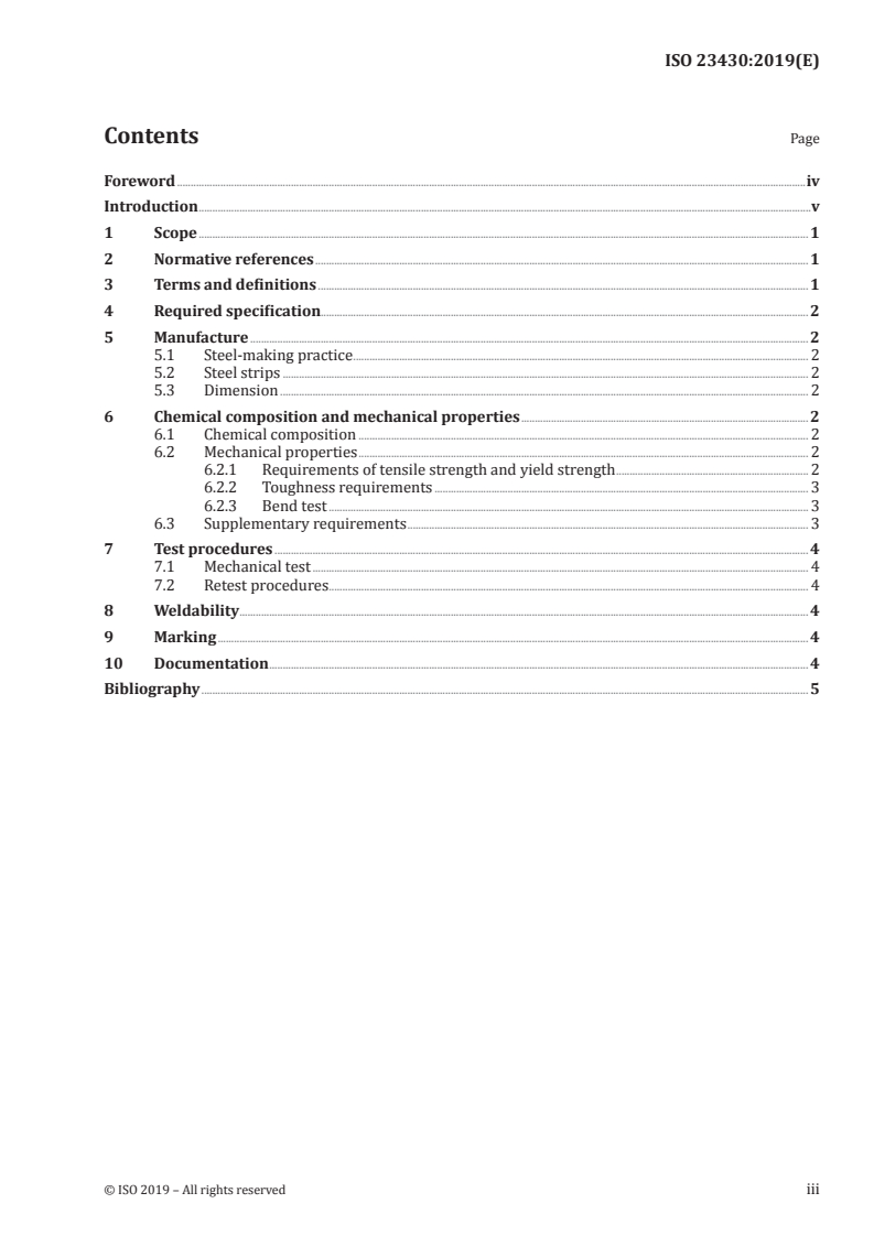 ISO 23430:2019 ISO 23430:2019 - Ships and marine technology — Specification of high manganese austenitic steel thin strips used for LNG tanks on board ships/16/2019 - Page 3 preview