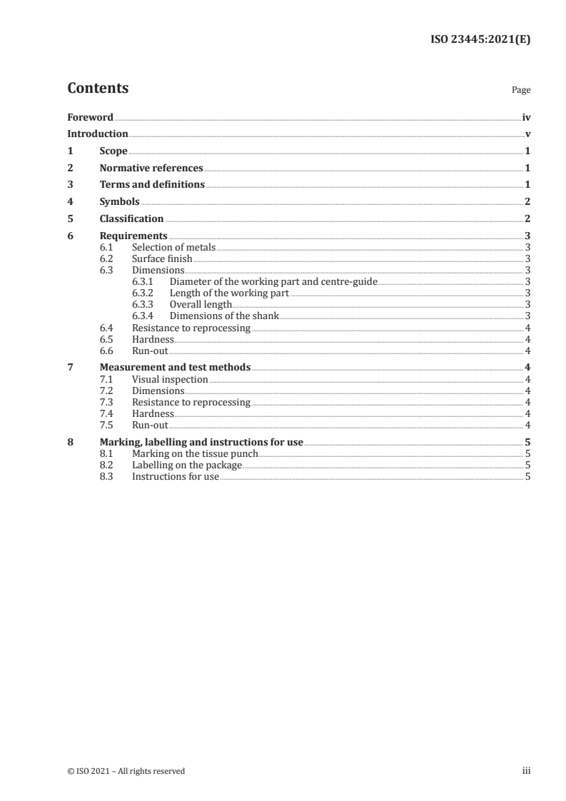 ISO 23445:2021 ISO 23445:2021 - Dentistry — Tissue punches/30/2021 - Page 3 preview
