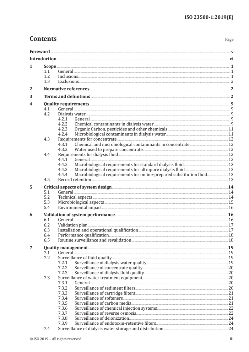 ISO 23500-1:2019 ISO 23500-1:2019 - Preparation and quality management of fluids for haemodialysis and related therapies — Part 1: General requirements/15/2019 - Page 3 preview