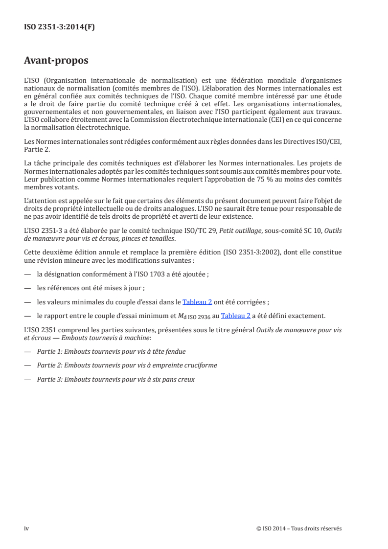 ISO 2351-3:2014 ISO 2351-3:2014 - Outils de manoeuvre pour vis et écrous — Embouts tournevis à machine — Partie 3: Embouts tournevis pour vis à six pans creux/3/2014 - Page 4 preview