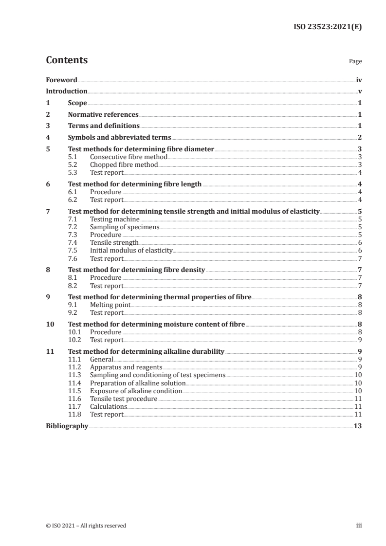 ISO 23523:2021 ISO 23523:2021 - Test methods for discrete polymer fibre for fibre-reinforced cementitious composites/5/2021 - Page 3 preview