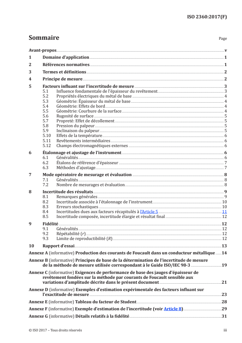 ISO 2360:2017 ISO 2360:2017 - Revêtements non conducteurs sur matériaux de base non magnétiques conducteurs de l'électricité — Mesurage de l'épaisseur de revêtement — Méthode par courants de Foucault sensible aux variations d'amplitude/25/2017 - Page 3 preview
