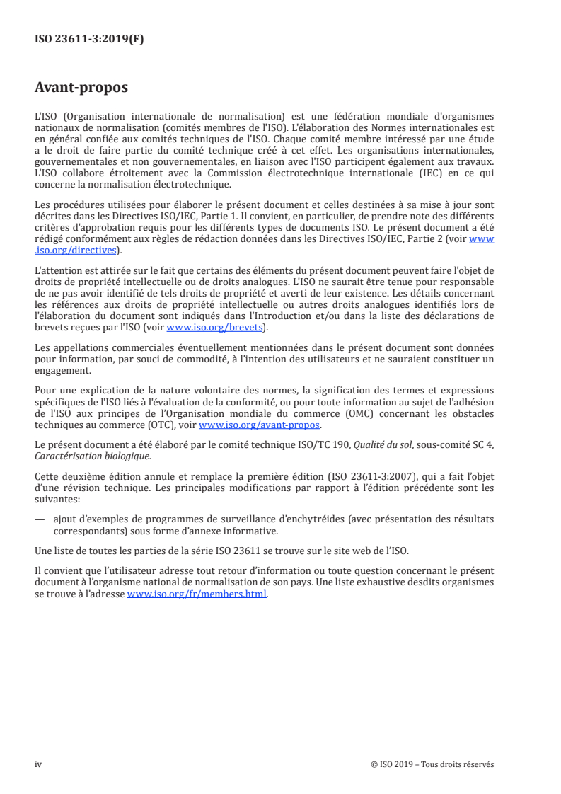 ISO 23611-3:2019 ISO 23611-3:2019 - Qualité du sol — Prélèvement des invertébrés du sol — Partie 3: Prélèvement et extraction des enchytréides/20/2019 - Page 4 preview