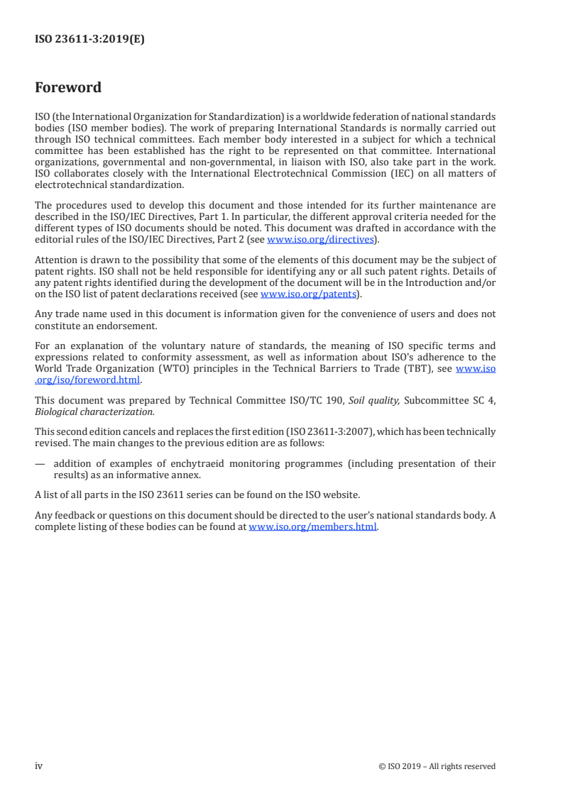 ISO 23611-3:2019 ISO 23611-3:2019 - Soil quality — Sampling of soil invertebrates — Part 3: Sampling and extraction of enchytraeids/20/2019 - Page 4 preview