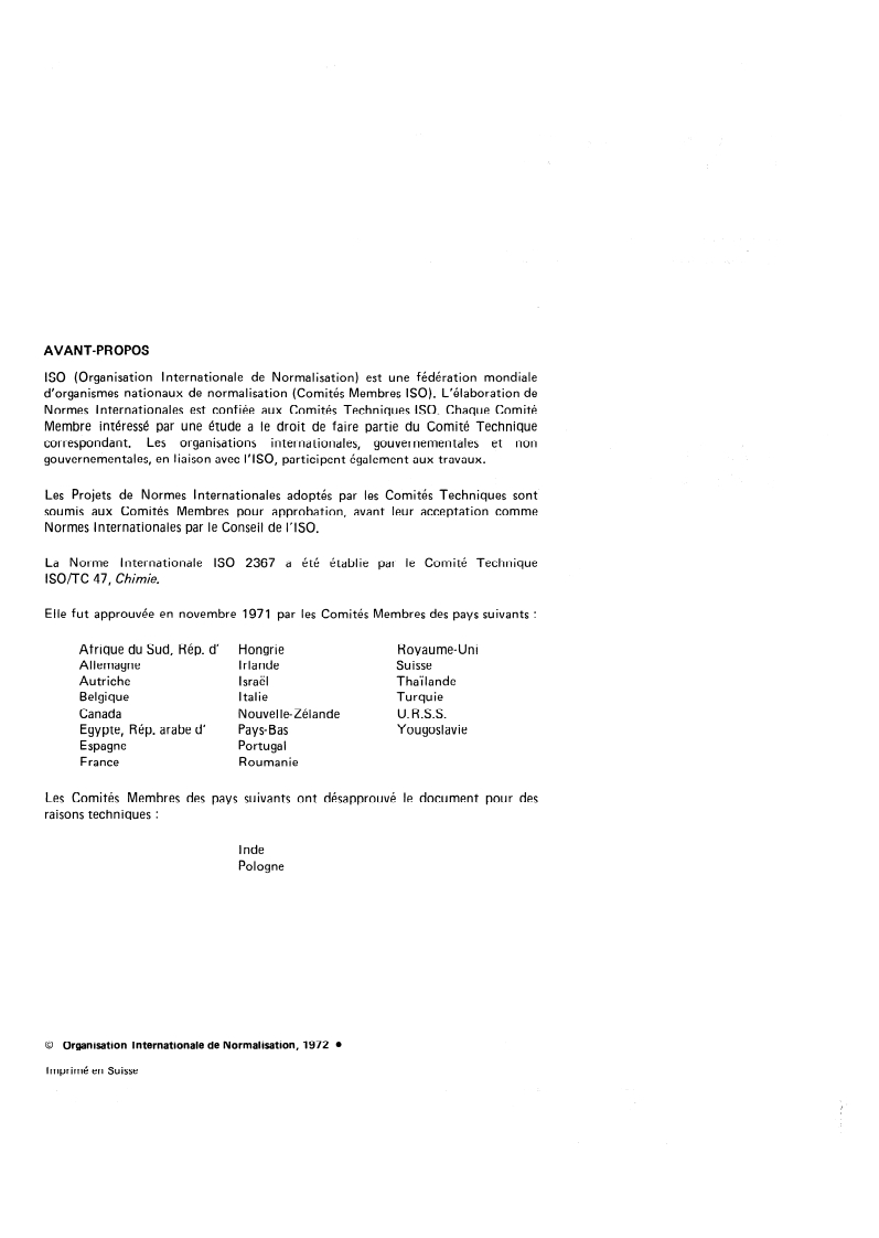 ISO 2367:1972 ISO 2367:1972 - Cryolithe (naturelle et artificielle) — Dosage de l'aluminium — Méthode gravimétrique à l'hydroxy-8 quinoléine/1/1972 - Page 2 preview