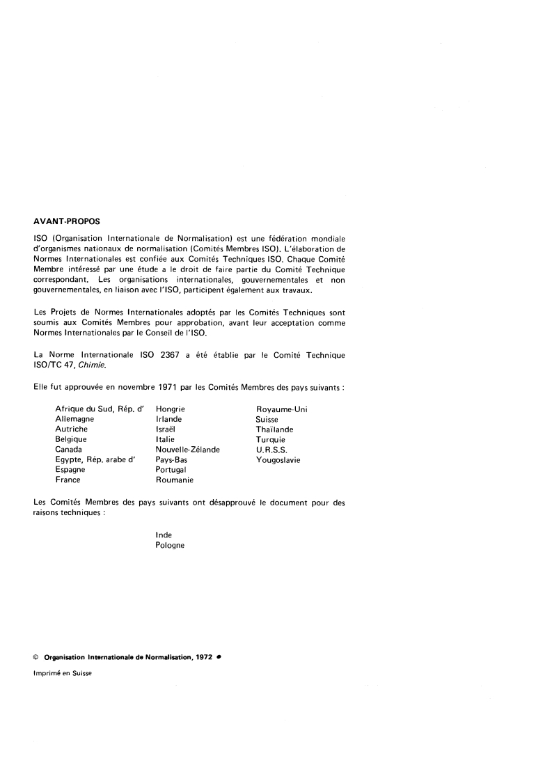ISO 2367:1972 ISO 2367:1972 - Cryolithe (naturelle et artificielle) — Dosage de l'aluminium — Méthode gravimétrique à l'hydroxy-8 quinoléine/1/1972 - Page 2 preview