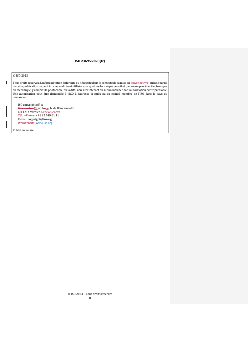 ISO 23695:2023 REDLINE ISO 23695:2023 - Qualité de l’eau — Détermination de l’azote-ammonium dans l’eau — Méthode à petite échelle en tubes fermés/12/2026 - Page 2 preview
