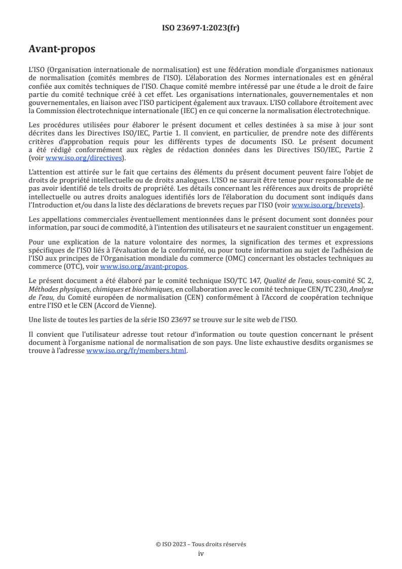 ISO 23697-1:2023 ISO 23697-1:2023 - Qualité de l’eau — Détermination de l’azote lié total (ST-TNb) dans l’eau a l’aide de tubes fermés a petite échelle — Partie 1: Réaction colorimétrique au diméthylphénol
Released:6. 02. 2026 - Page 4 preview