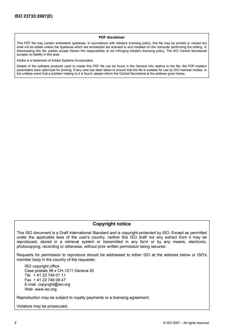ISO 23733:2007 ISO 23733:2007 - Textiles — Chenille yarns — Test method for the determination of linear density/6/2007 - Page 2 preview