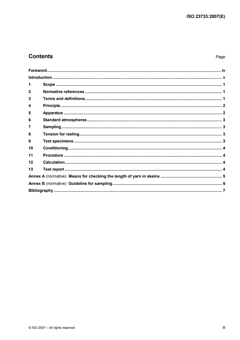 ISO 23733:2007 ISO 23733:2007 - Textiles — Chenille yarns — Test method for the determination of linear density/6/2007 - Page 3 preview