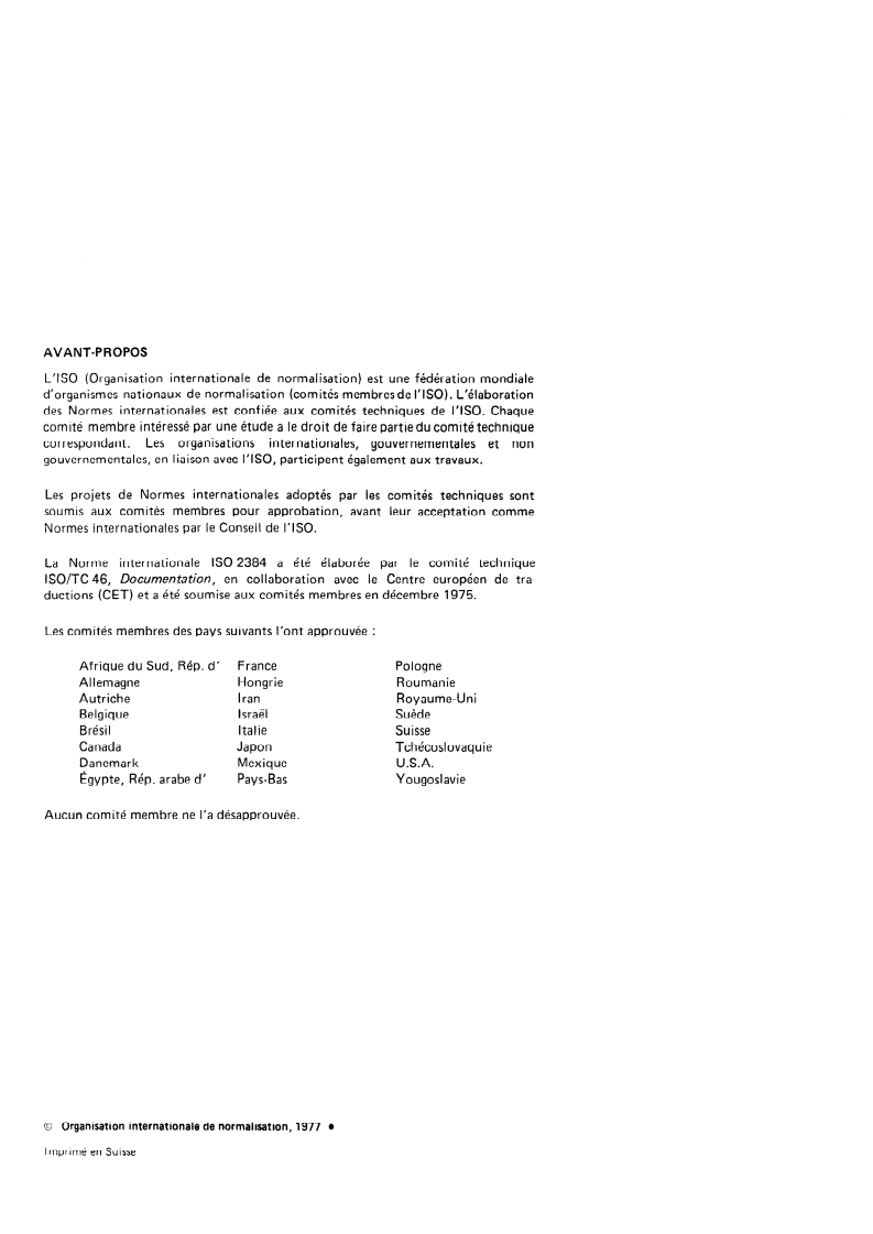 ISO 2384:1977 ISO 2384:1977 - Documentation — Présentation des traductions/1/1977 - Page 2 preview