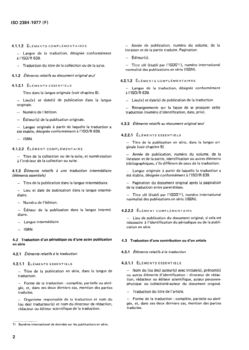 ISO 2384:1977 ISO 2384:1977 - Documentation — Présentation des traductions/1/1977 - Page 4 preview