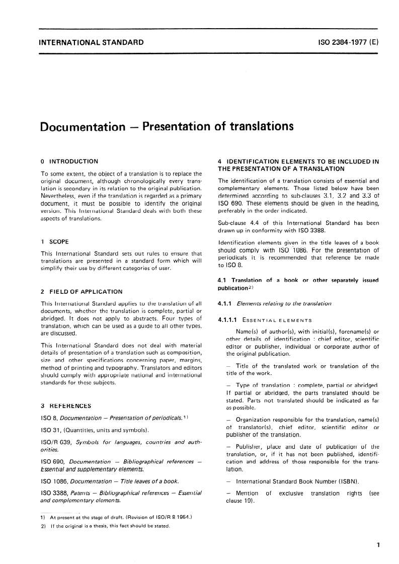 ISO 2384:1977 ISO 2384:1977 - Documentation — Presentation of translations/1/1977 - Page 3 preview