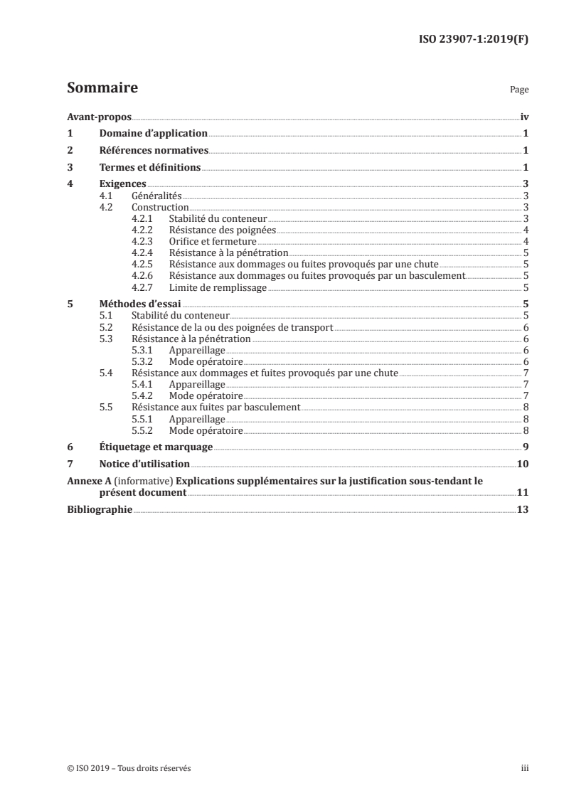 ISO 23907-1:2019 ISO 23907-1:2019 - Protection contre les blessures par perforants — Exigences et méthodes d'essai — Partie 1: Conteneurs à usage unique pour objets piquants ou coupants
Released:1/15/2019 - Page 3 preview