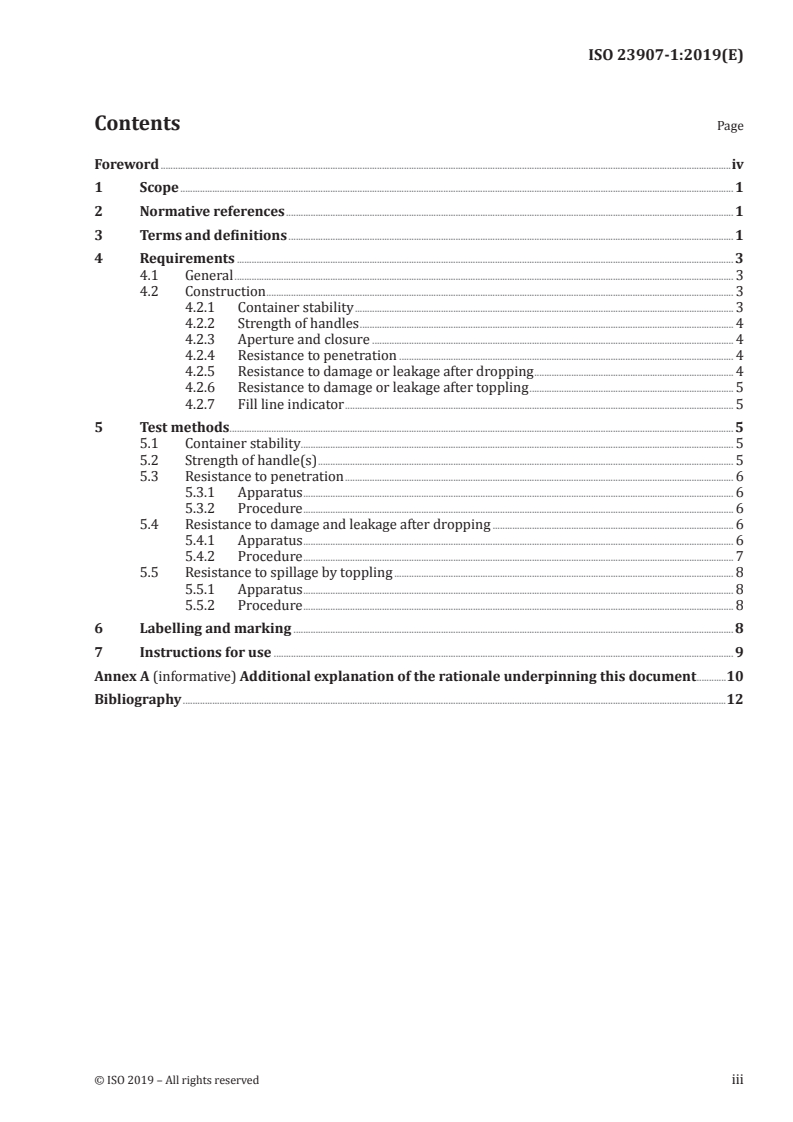 ISO 23907-1:2019 ISO 23907-1:2019 - Sharps injury protection — Requirements and test methods — Part 1: Single-use sharps containers
Released:1/15/2019 - Page 3 preview