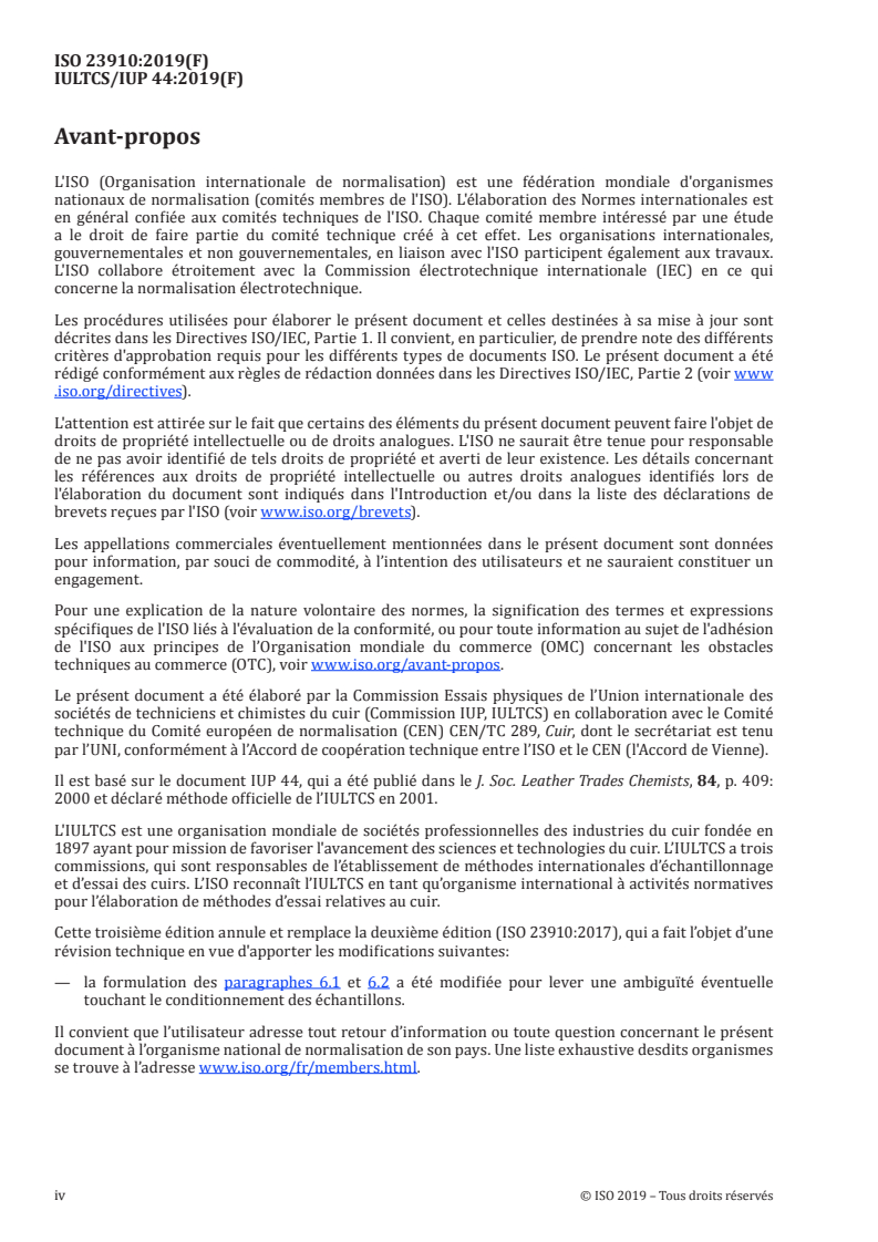 ISO 23910:2019 ISO 23910:2019 - Cuir — Essais physiques et mécaniques — Mesurage de la résistance à l'arrachement au point de couture
Released:6/7/2019 - Page 4 preview