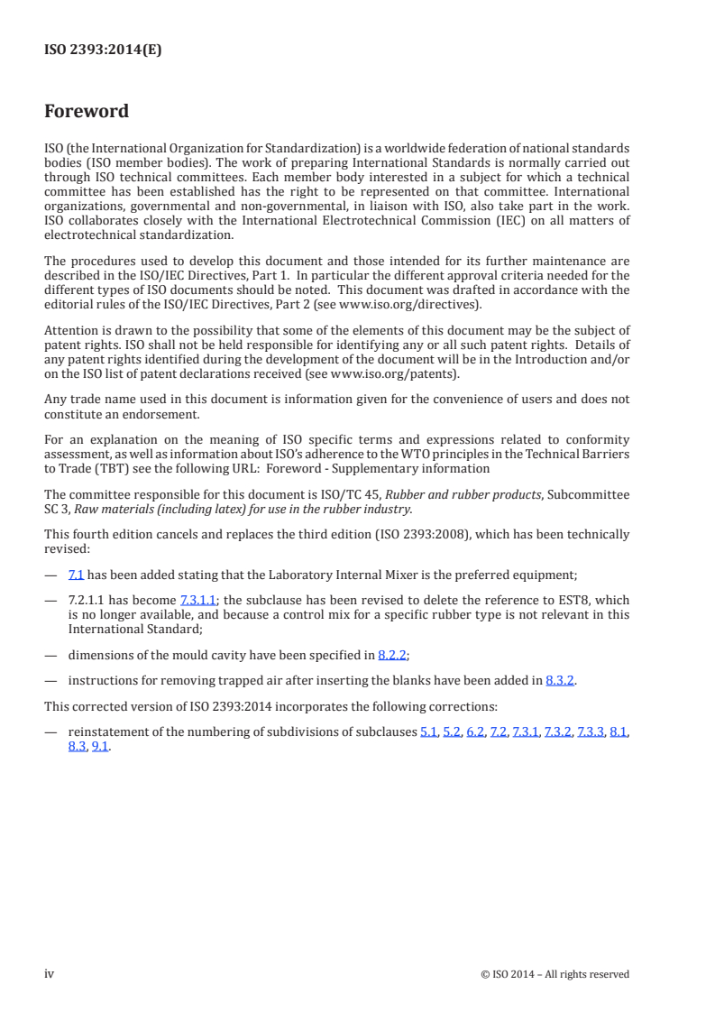 ISO 2393:2014 ISO 2393:2014 - Rubber test mixes — Preparation, mixing and vulcanization — Equipment and procedures/1/2014 - Page 4 preview