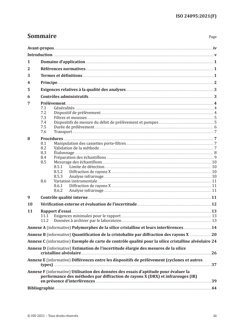 ISO 24095:2021 ISO 24095:2021 - Air des lieux de travail — Lignes directrices pour le mesurage de la fraction alvéolaire de la silice cristalline
Released:9/13/2021 - Page 3 preview