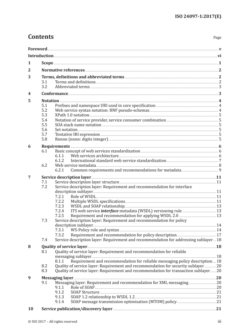 ISO 24097-1:2017 ISO 24097-1:2017 - Intelligent transport systems — Using web services (machine-machine delivery) for ITS service delivery — Part 1: Realization of interoperable web services/19/2017 - Page 3 preview