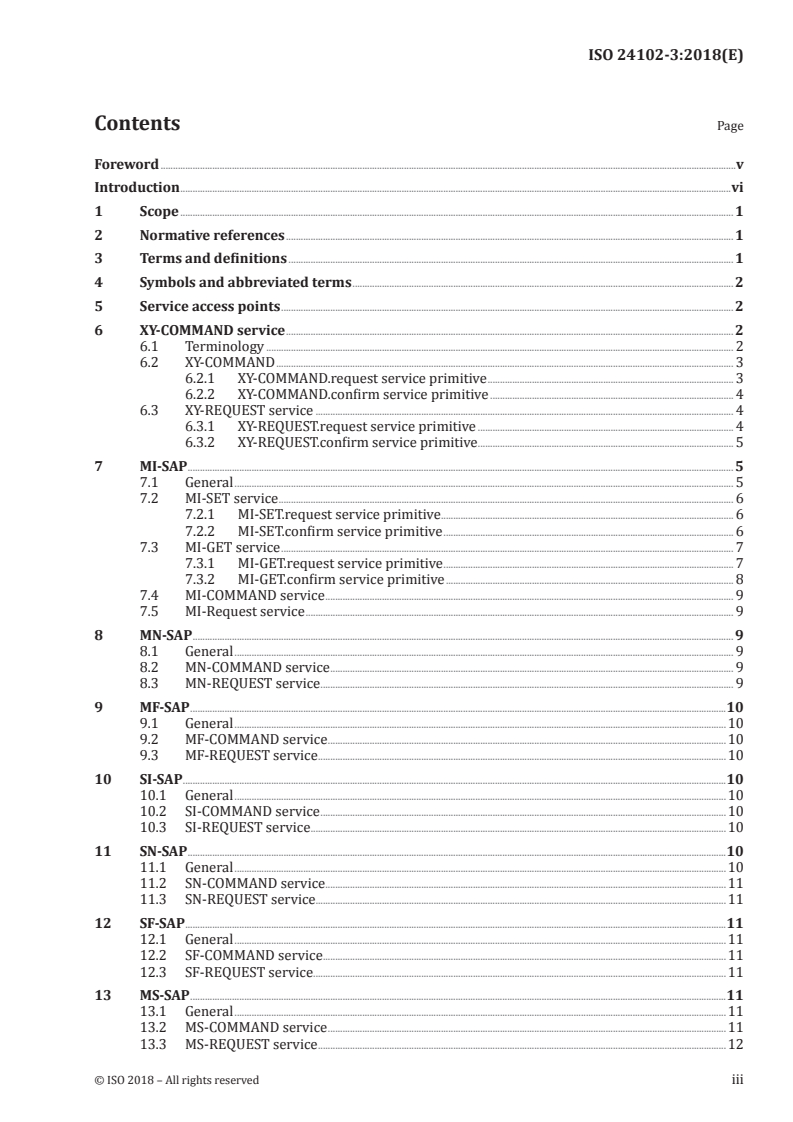 ISO 24102-3:2018 ISO 24102-3:2018 - Intelligent transport systems — ITS station management — Part 3: Service access points/31/2018 - Page 3 preview
