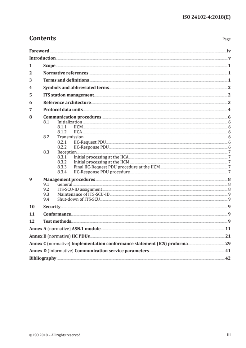 ISO 24102-4:2018 ISO 24102-4:2018 - Intelligent transport systems — ITS station management — Part 4: Station-internal management communications/31/2018 - Page 3 preview
