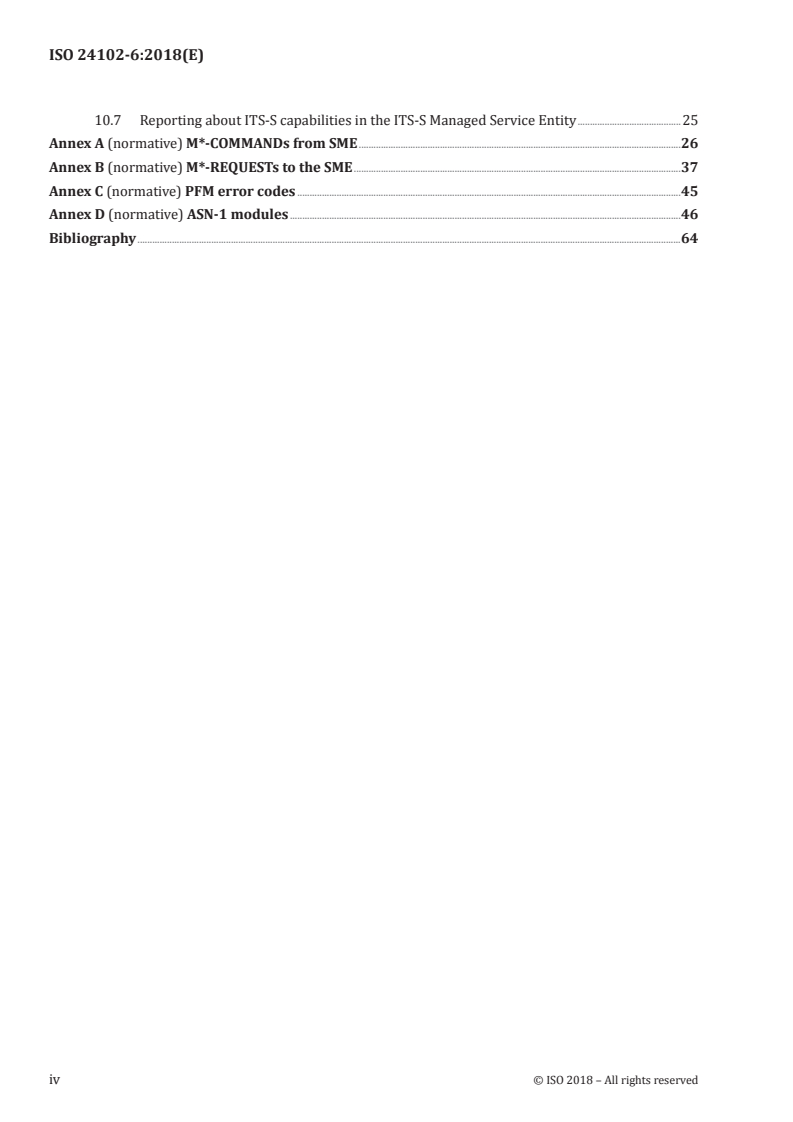 ISO 24102-6:2018 ISO 24102-6:2018 - Intelligent transport systems — Communications access for land mobiles (CALM) — ITS station management — Part 6: Path and flow management/11/2018 - Page 4 preview