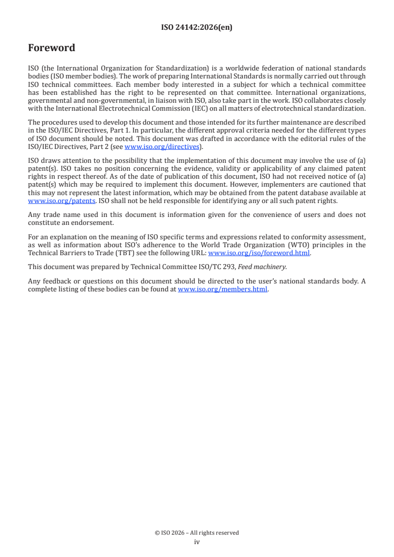 ISO 24142:2026 ISO 24142:2026 - Safe design aspects for machinery in feed processing mills - Page 4 preview