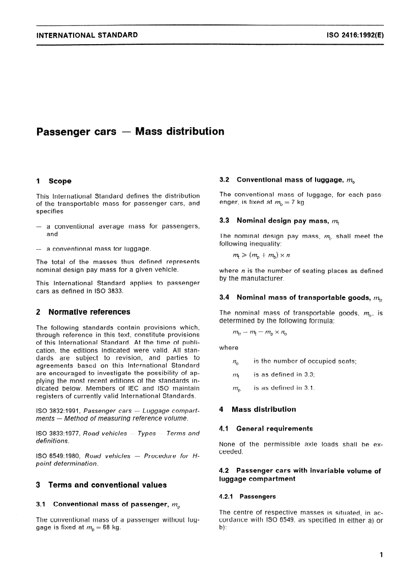 ISO 2416:1992 ISO 2416:1992 - Passenger cars — Mass distribution/7/1992 - Page 3 preview