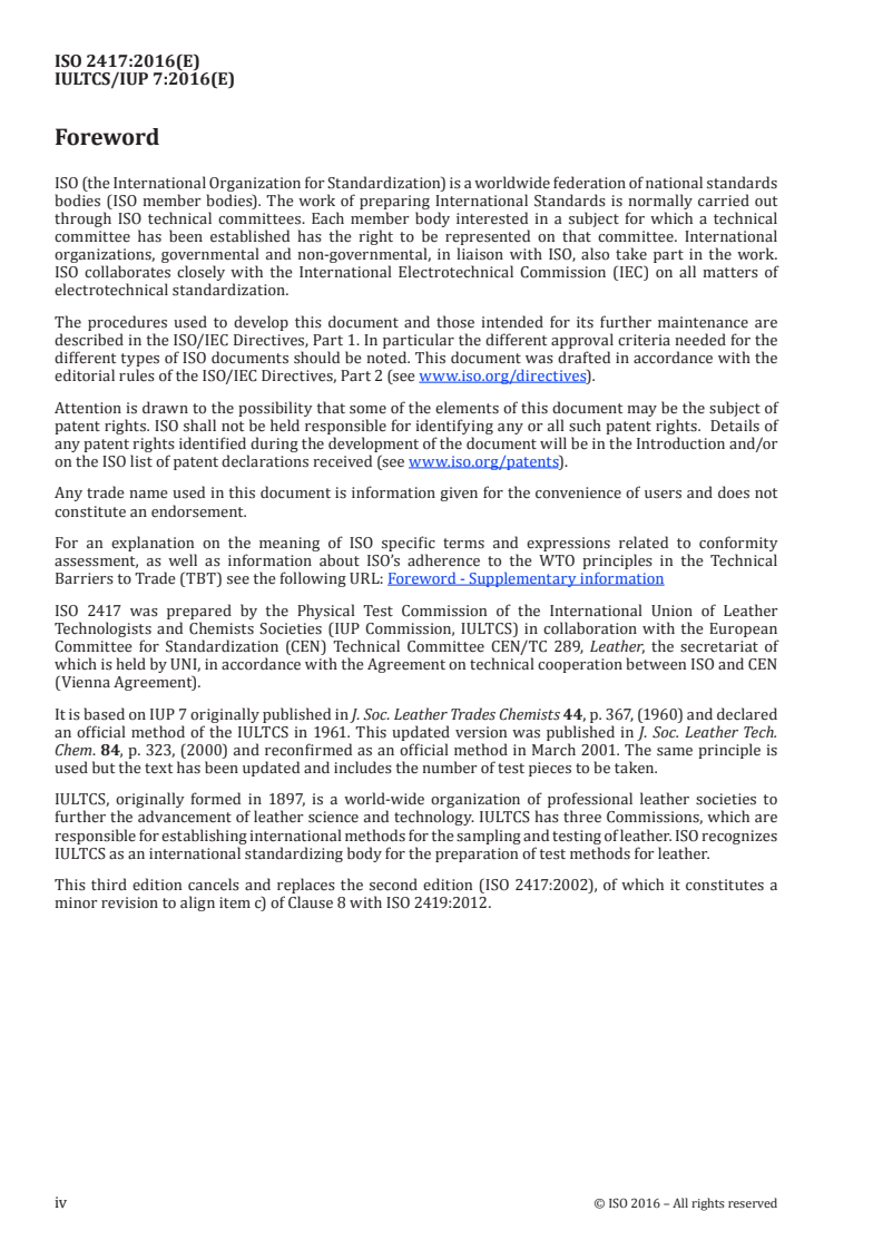 ISO 2417:2016 ISO 2417:2016 - Leather — Physical and mechanical tests — Determination of the static absorption of water/15/2016 - Page 4 preview