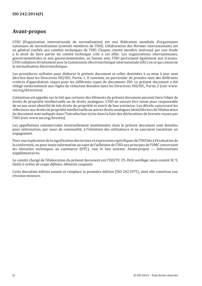 ISO 242:2014 ISO 242:2014 - Plaquettes à braser en carbures métalliques pour outils de tour/4/2014 - Page 4 preview