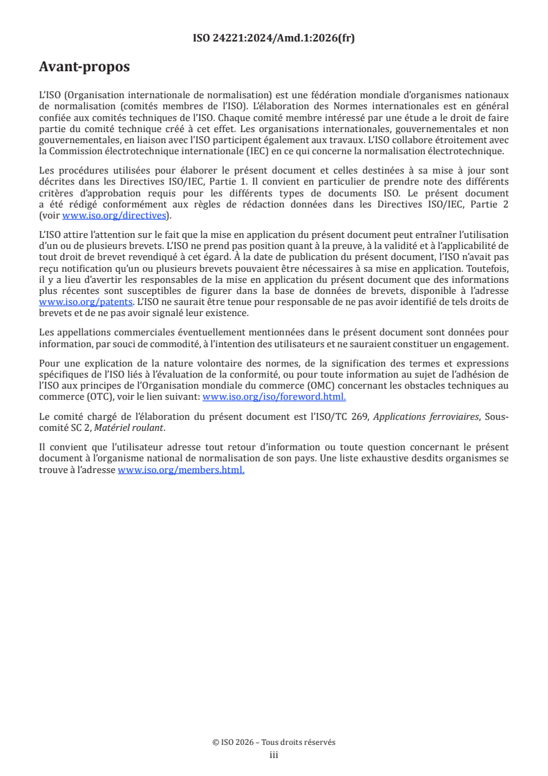 ISO 24221:2024/Amd 1:2026 ISO 24221:2024/Amd 1:2026 - Applications ferroviaires — Système de freinage — Exigences générales — Amendement 1 - Page 3 preview