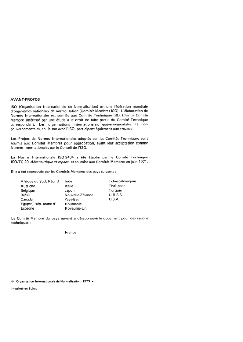 ISO 2434:1973 ISO 2434:1973 - Air comprimé, non destiné à la respiration, pour utilisation à bord des aéronefs/1/1973 - Page 2 preview