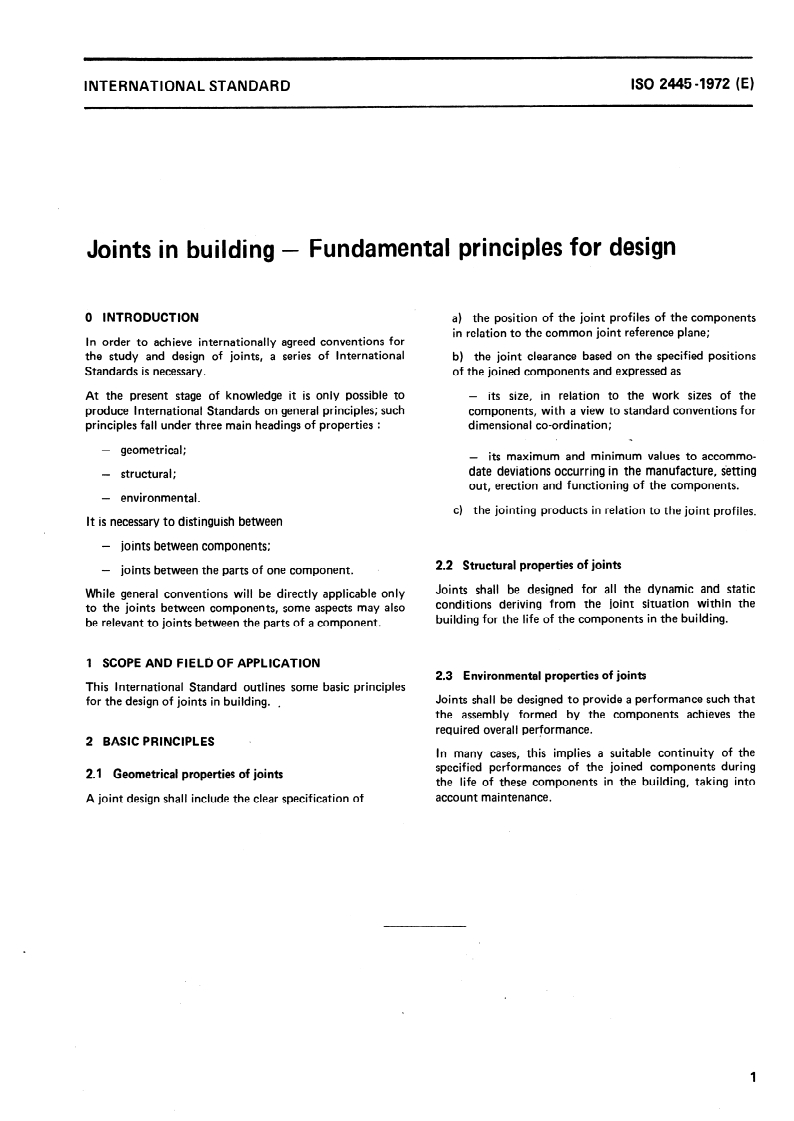 SIST ISO 2445:1996 ISO 2445:1972 - Joints in building — Fundamental principles for design/1/1972 - Page 3 preview