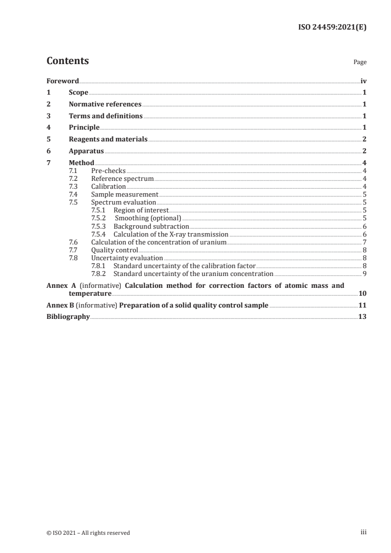 ISO 24459:2021 ISO 24459:2021 - Determination of uranium content in samples coming from the nuclear fuel cycle by L-absorption edge spectrometry
Released:10/6/2021 - Page 3 preview