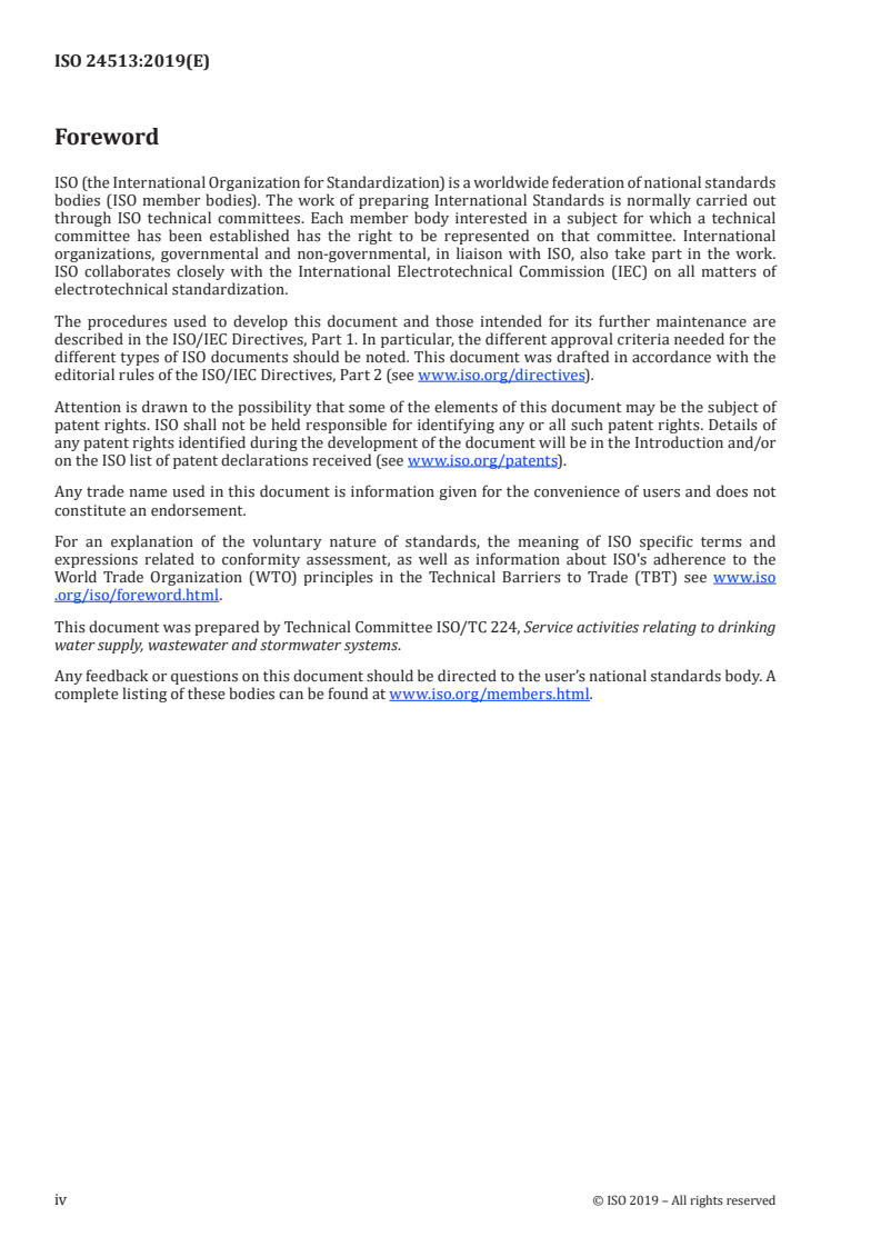 ISO 24513:2019 ISO 24513:2019 - Service activities relating to drinking water supply, wastewater and stormwater systems — Vocabulary/15/2019 - Page 4 preview