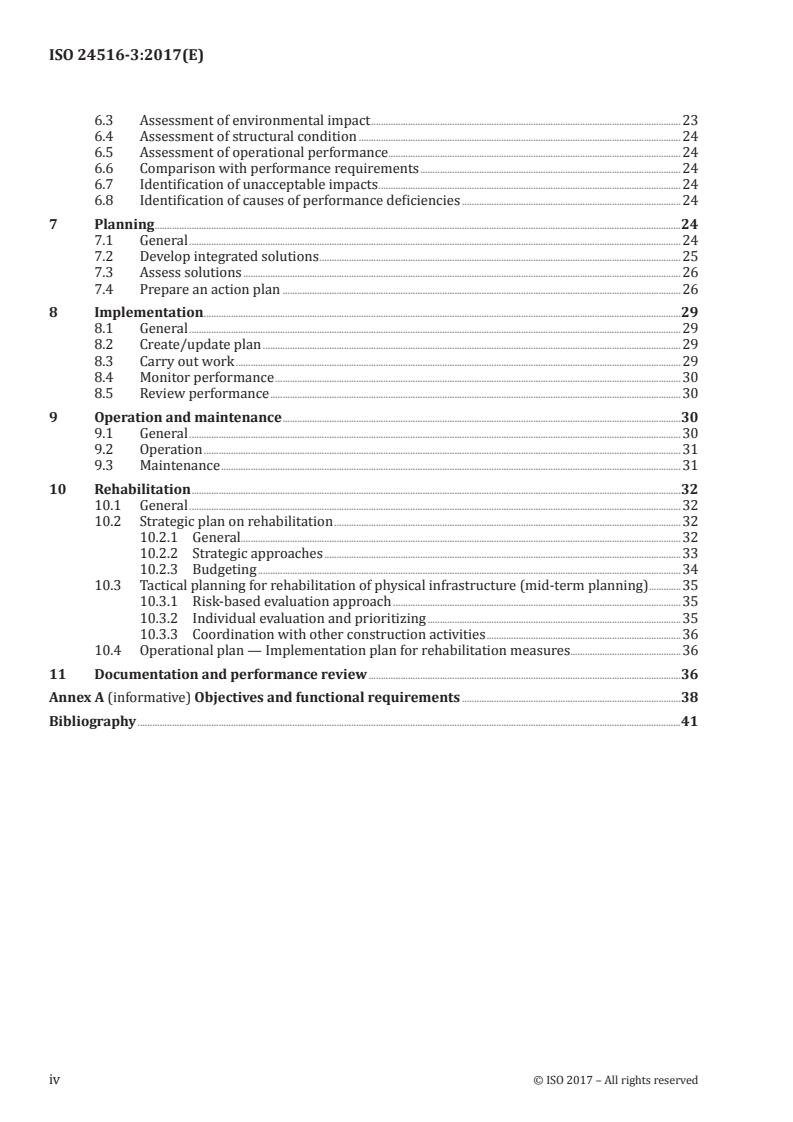 ISO 24516-3:2017 ISO 24516-3:2017 - Guidelines for the management of assets of water supply and wastewater systems — Part 3: Wastewater collection networks/15/2017 - Page 4 preview