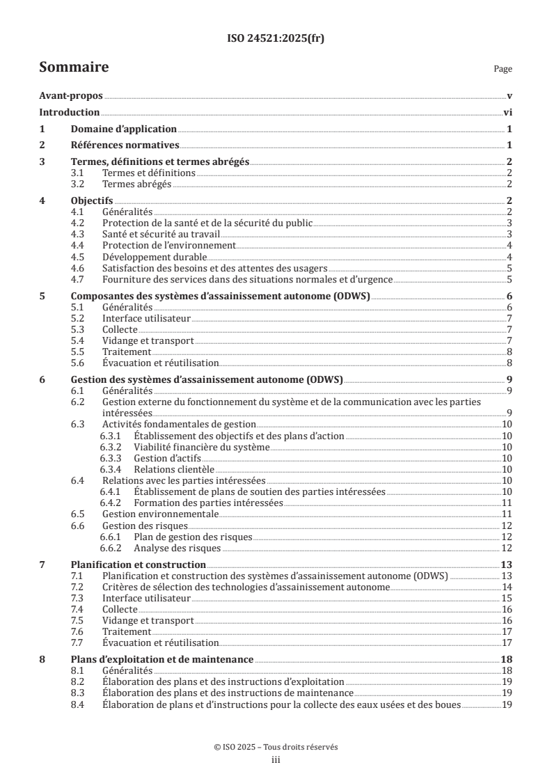 ISO 24521:2025 ISO 24521:2025 - Systèmes et services relatifs à l’eau potable, à l’assainissement et à la gestion des eaux pluviales — Gestion sur site des services d’eaux usées domestiques
Released:28. 05. 2025 - Page 3 preview