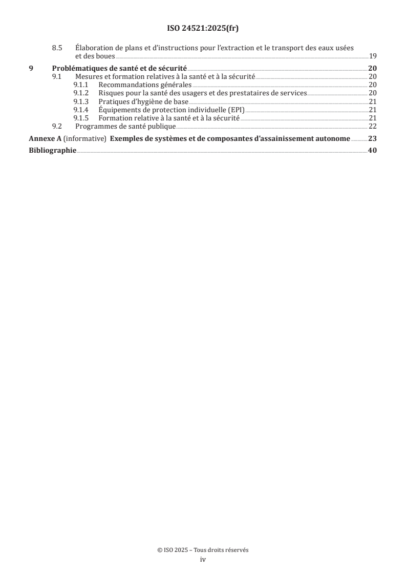 ISO 24521:2025 ISO 24521:2025 - Systèmes et services relatifs à l’eau potable, à l’assainissement et à la gestion des eaux pluviales — Gestion sur site des services d’eaux usées domestiques
Released:28. 05. 2025 - Page 4 preview