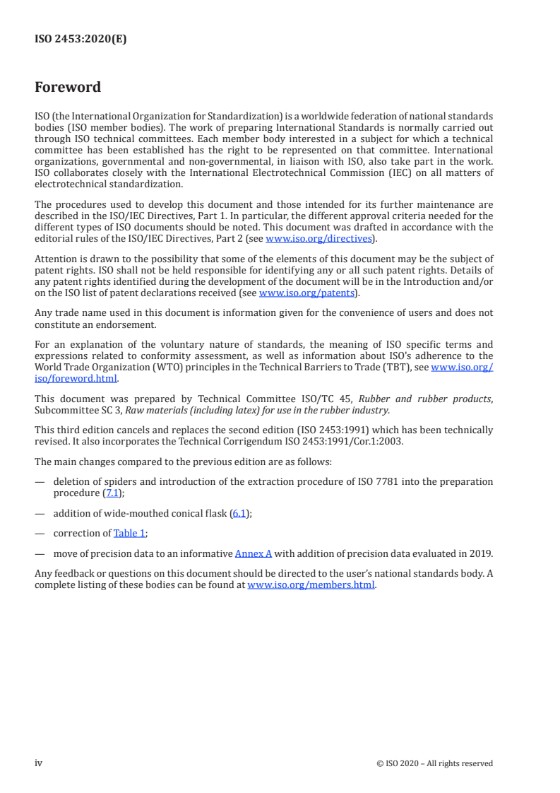 ISO 2453:2020 ISO 2453:2020 - Rubber, raw styrene-butadiene, emulsion-polymerized — Determination of bound styrene content — Refractive index method/5/2020 - Page 4 preview