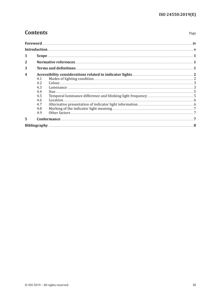 ISO 24550:2019 ISO 24550:2019 - Ergonomics — Accessible design — Indicator lights on consumer products/23/2019 - Page 3 preview