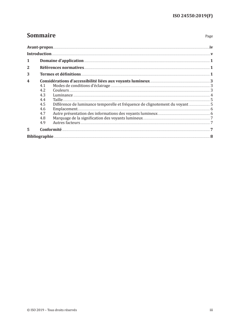 ISO 24550:2019 ISO 24550:2019 - Ergonomie — Conception accessible — Voyants lumineux sur les produits de consommation courante/23/2019 - Page 3 preview