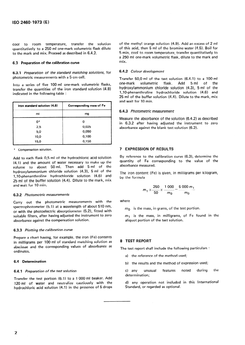 ISO 2460:1973 ISO 2460:1973 - Sodium hydrogen carbonate for industrial use — Determination of iron content — 1,10- Phenanthroline photometric method/1/1973 - Page 4 preview